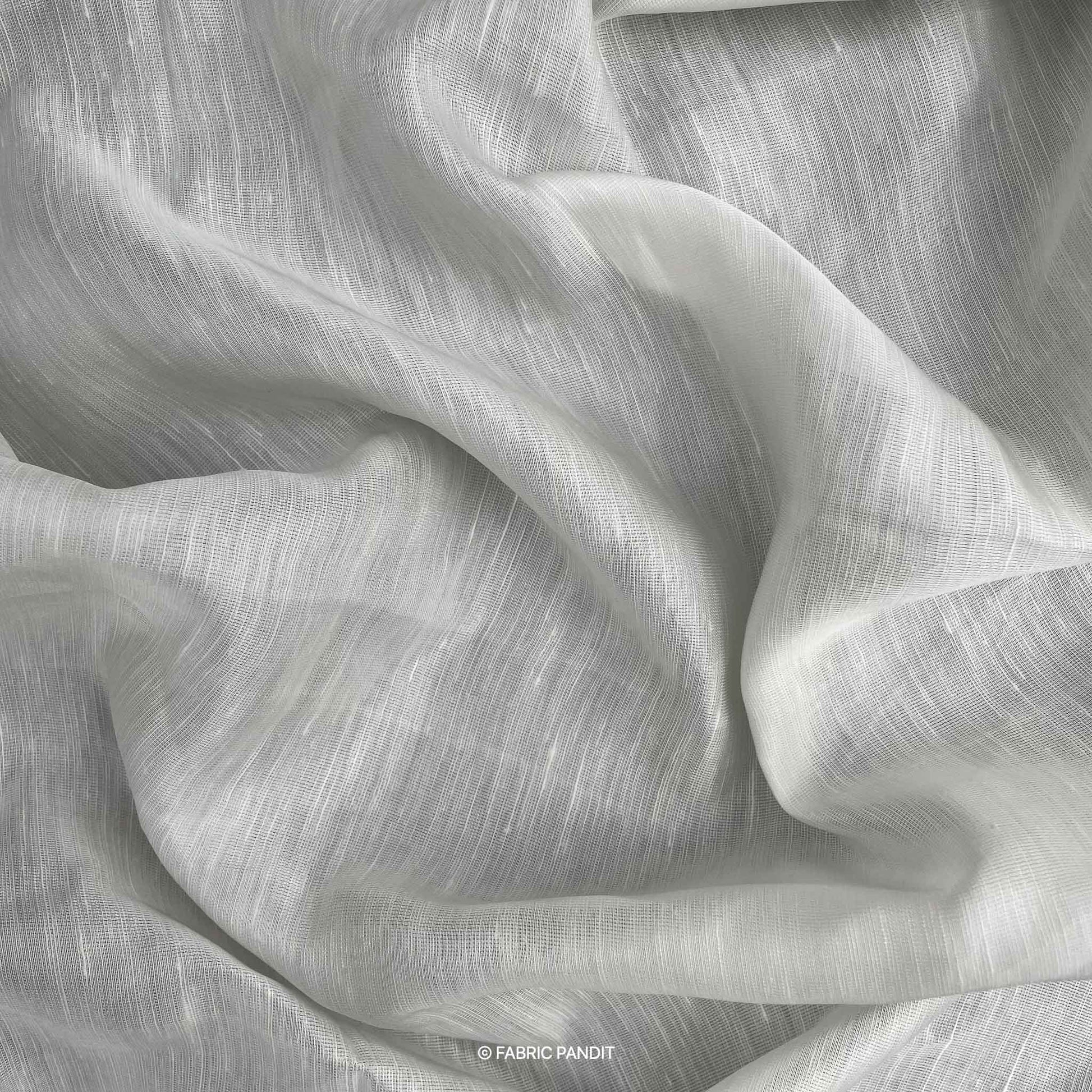 Fabric Pandit Fabric White Plain Dyeable Pure Linen Satin Fabric (Width 44 inches)