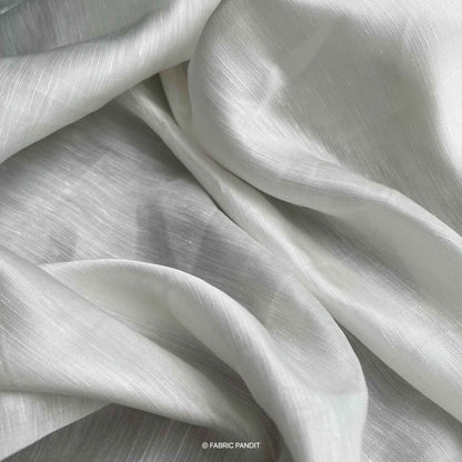 Fabric Pandit Fabric White Plain Dyeable Pure Linen Satin Fabric (Width 44 inches)