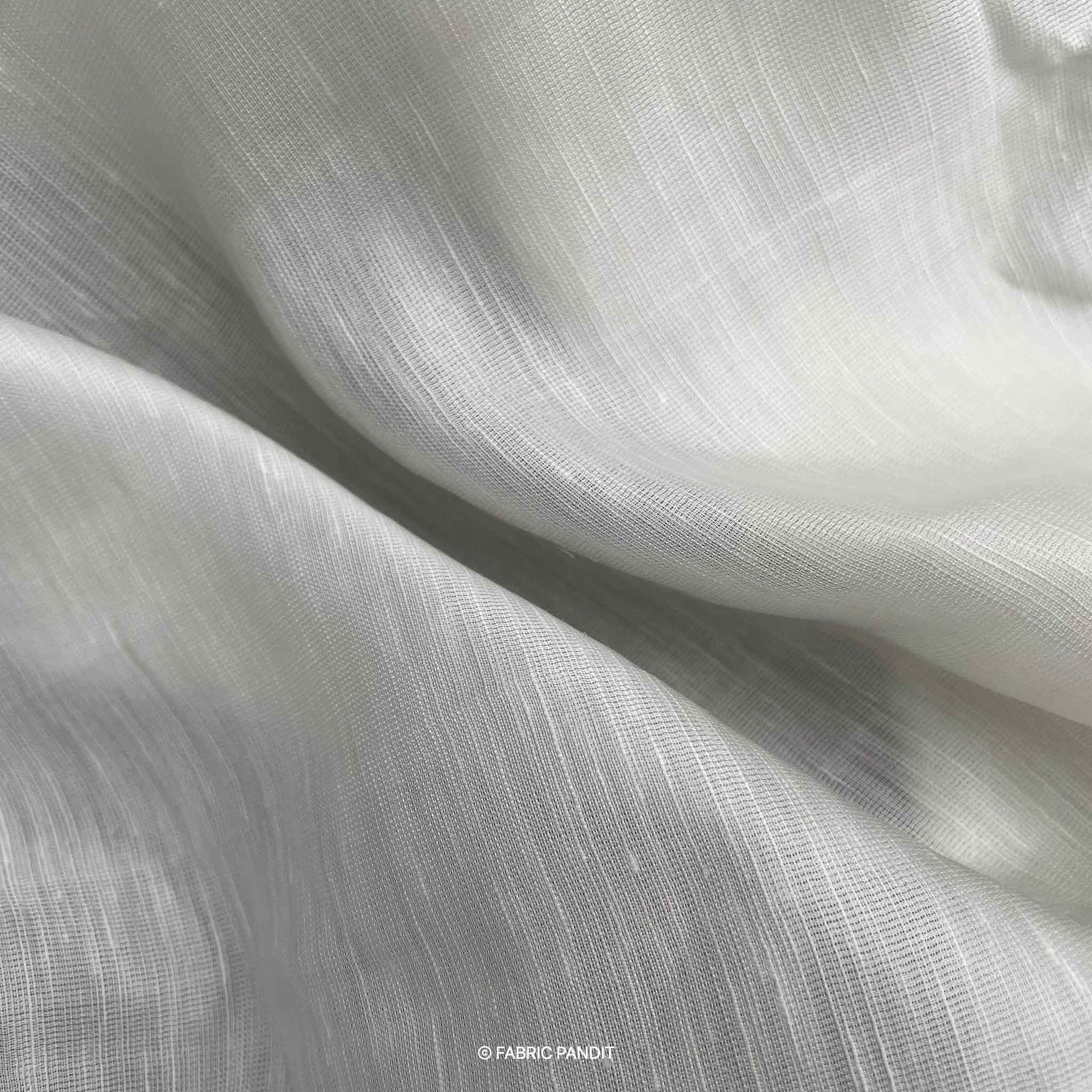 Fabric Pandit Fabric White Plain Dyeable Pure Linen Satin Fabric (Width 44 inches)