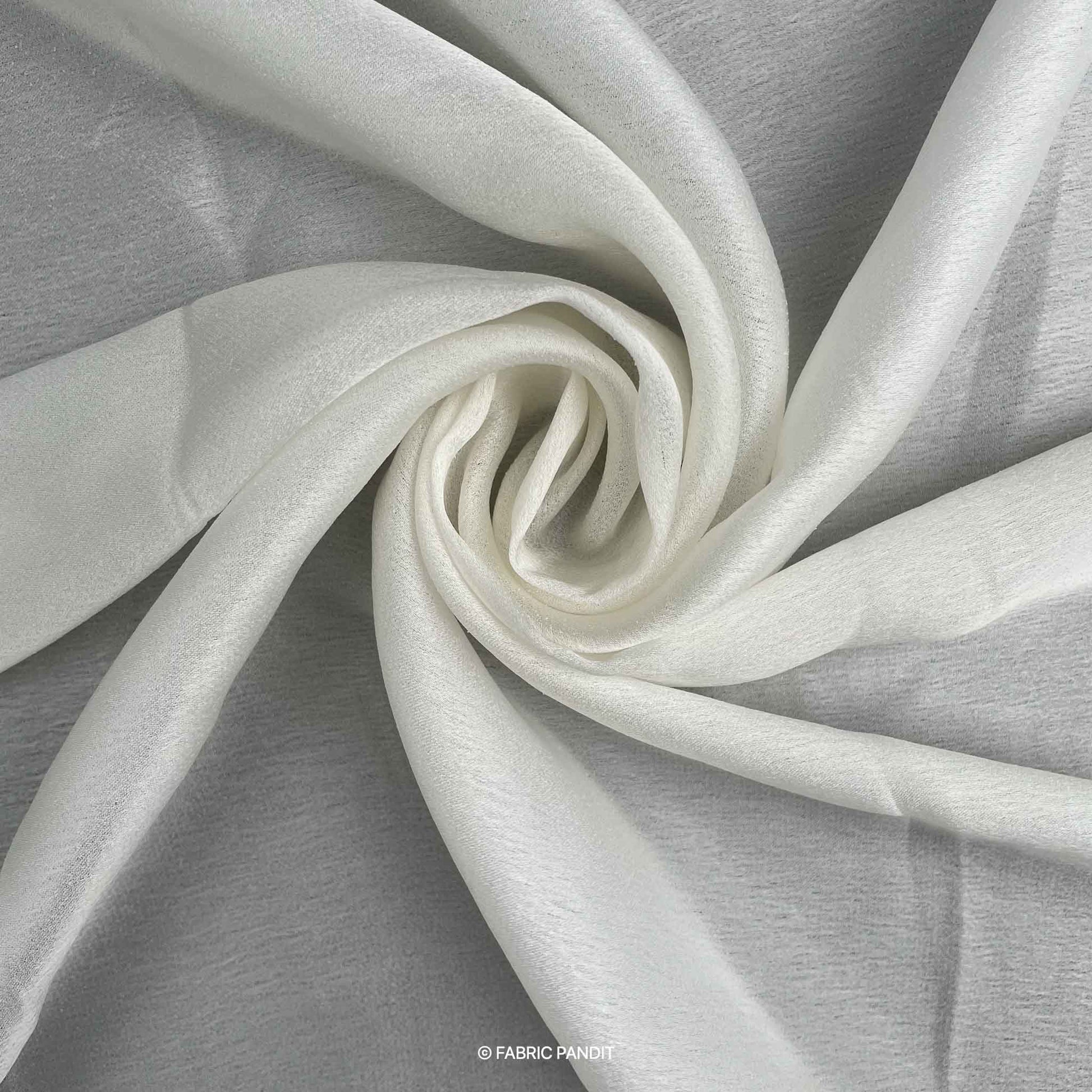 Fabric Pandit Fabric White Plain Dyeable Pure Satin Georgette Fabric (Width 44 inches)