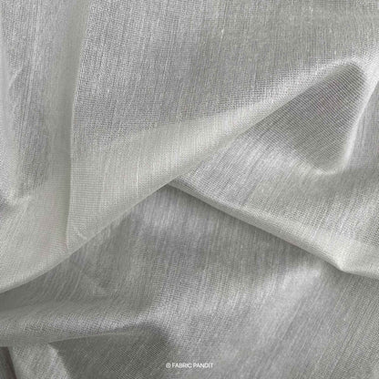 Fabric Pandit Fabric White Plain Dyeable Pure Silk Chanderi (Width 44 inches)