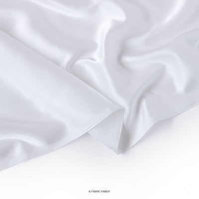 Fabric Pandit Fabric White Plain Modal Satin Fabric (Width 44 Inches)
