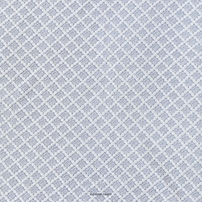 Fabric Pandit Fabric White Schifili Badla Embroidered All Over Diamond Pattern Pure Georgette Fabric (Width 41 inches)