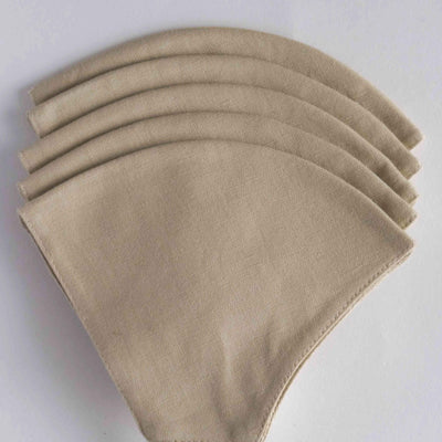 Fabric Pandit Khaki Colour Adjustable Triple Layer Cotton Linen Mask (pack of 5)