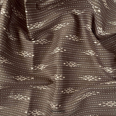 Fabric Pandit Kurta Set Brown Indigo Natural Dyed Abstract Motif Woven Kantha | Hand Block Printed Pure Cotton Kurta Fabric (3 Meters) | and Cotton Pyjama (2.5 Meters) | Unstitched Combo Set