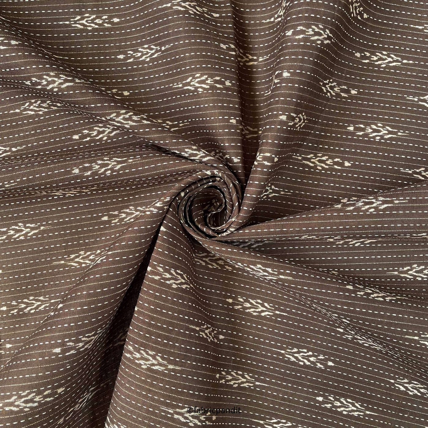 Fabric Pandit Kurta Set Brown Indigo Natural Dyed Abstract Motif Woven Kantha | Hand Block Printed Pure Cotton Kurta Fabric (3 Meters) | and Cotton Pyjama (2.5 Meters) | Unstitched Combo Set