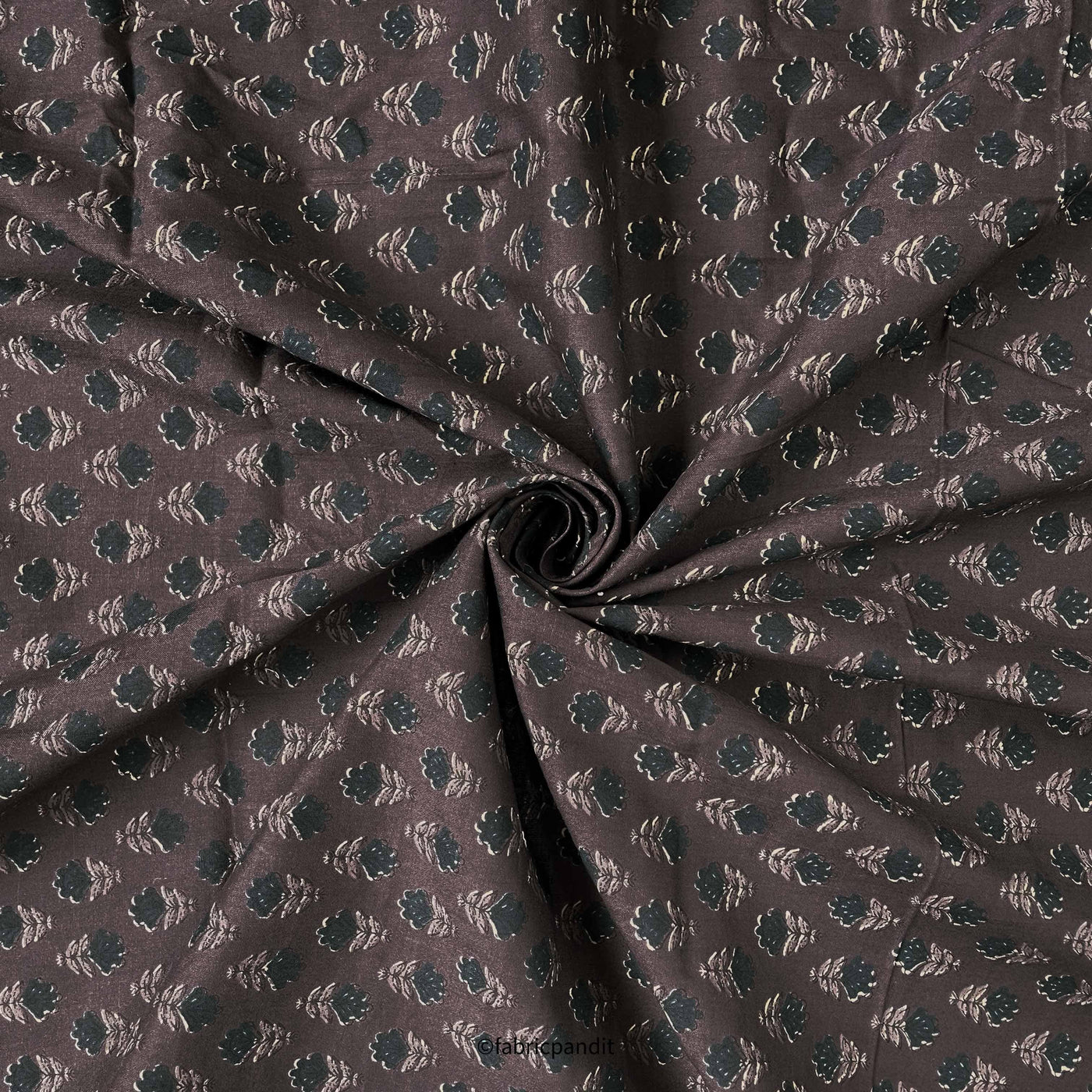 Fabric Pandit Kurta Set Coffee Brown Mini Floral | Hand Block Printed Pure Cotton Kurta Fabric (3 Meters) | and Cotton Pyjama (2.5 Meters) | Unstitched Combo Set