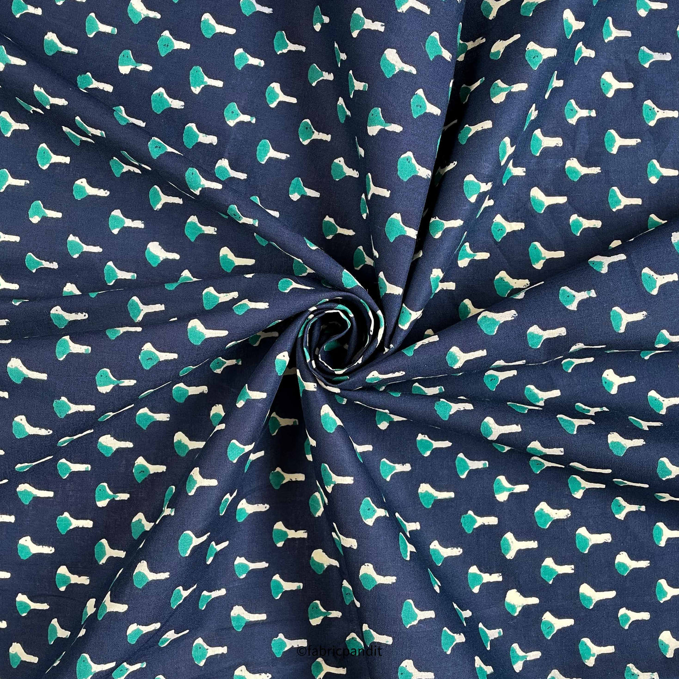Fabric Pandit Kurta Set Dark Blue & Turquoise Abstract Motif Allover | Hand Block Printed Pure Cotton Kurta Fabric (3 Meters) | and Cotton Pyjama (2.5 Meters) | Unstitched Combo Set