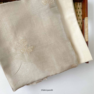 Fabric Pandit Kurta Set Men's Pure Silver Vintage Rose Cloth of Gold | Woven Pure Russian Silk Kurta Fabric (3.2 Meters) | and Cotton Pyjama (2.5 Meters) | Unstitched Combo Set