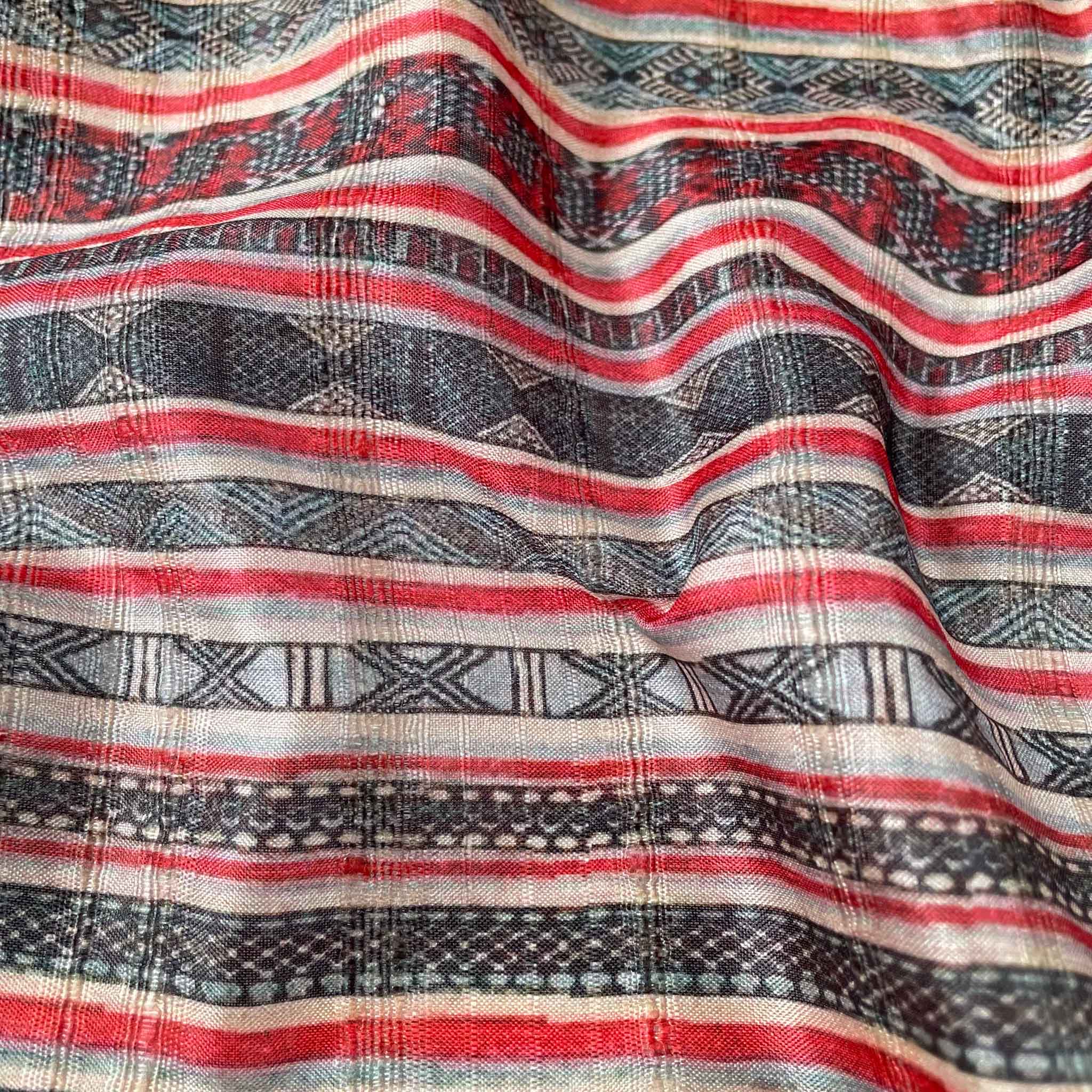 Fabric Pandit Kurta Set Men's Red & Black Digital Printed Unstitched Tussar Silk Kurta Fabric and Cotton Pyjama Combo Set