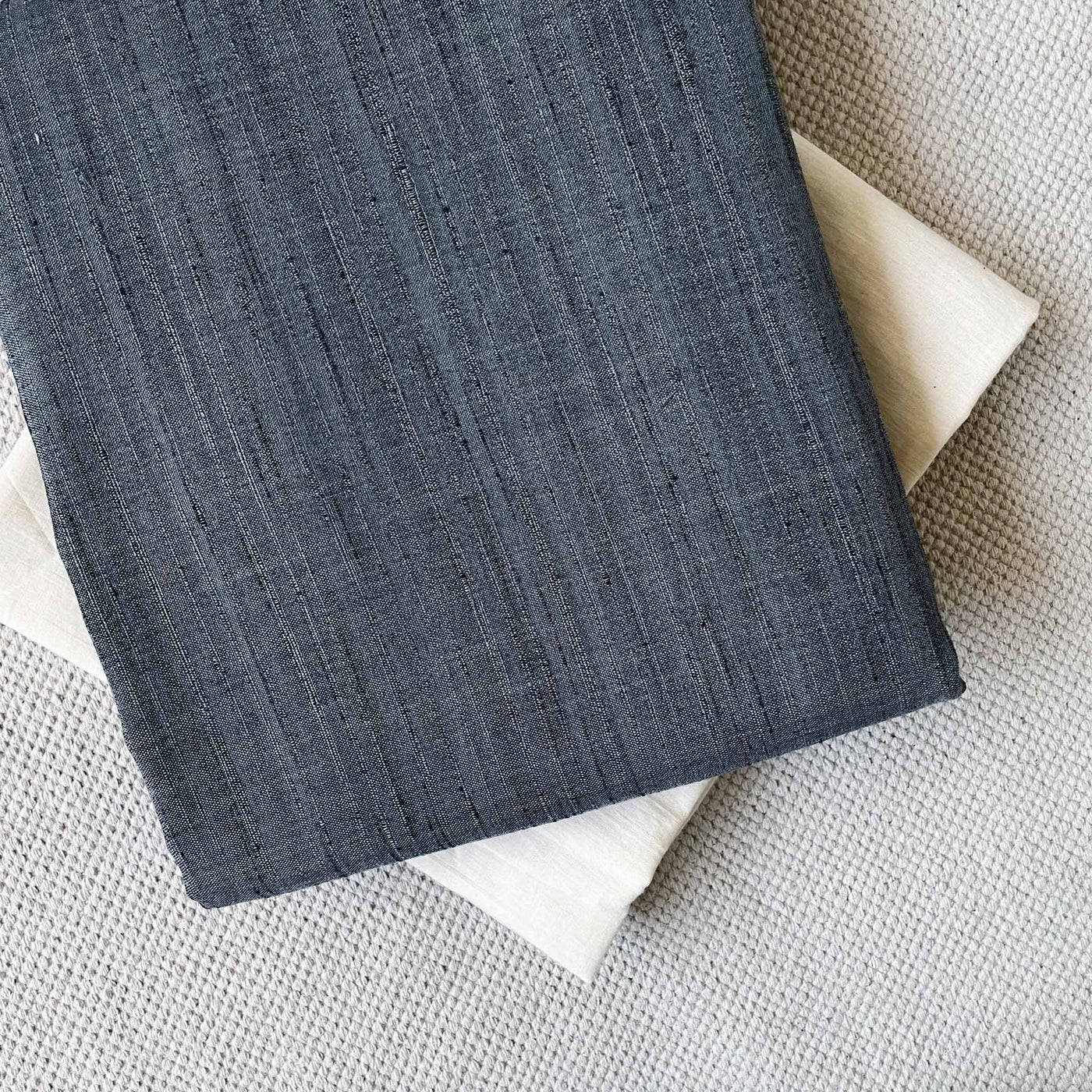 Fabric Pandit Kurta Set Unisex Dark Grey Color Bhagalpuri Woven Cotton Slub Kurta Fabric (1.8 Meters) | and Cotton Pyjama (2.5 Meters) | Unstitched Combo Set