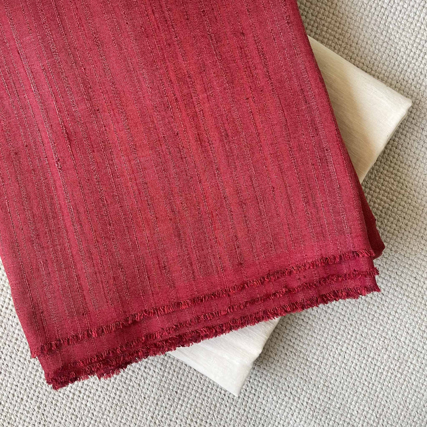 Fabric Pandit Kurta Set Unisex Deep Red Color Bhagalpuri Woven Cotton Slub Kurta Fabric (1.8 Meters) | and Cotton Pyjama (2.5 Meters) | Unstitched Combo Set