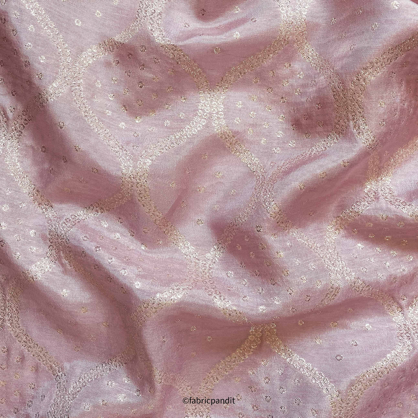 Fabric Pandit Kurta Set Women's Dusty Pink Vintage Jaal Cloth of Gold | Woven Pure Russian Silk Kurta Fabric (3.2 Meters) | and Cotton Pyjama (2.5 Meters) | Unstitched Combo Set