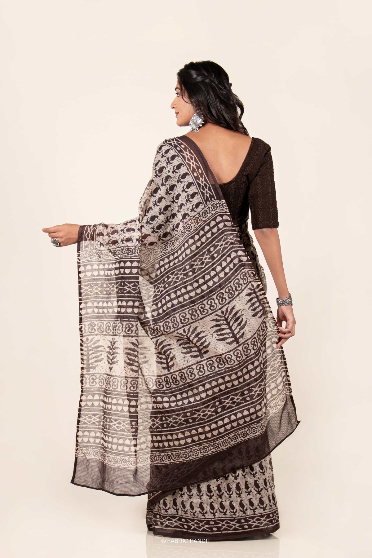 Reema Kashish Dabu Print Cotton Saree with Blouse - Baisacrafts - 4033211