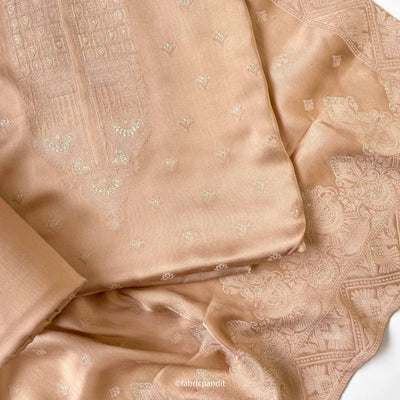 Fabric Pandit Unstitched Suit Coffee Brown Guftagu Collection Woven Pure Gaji Silk Unstitched Suit Set