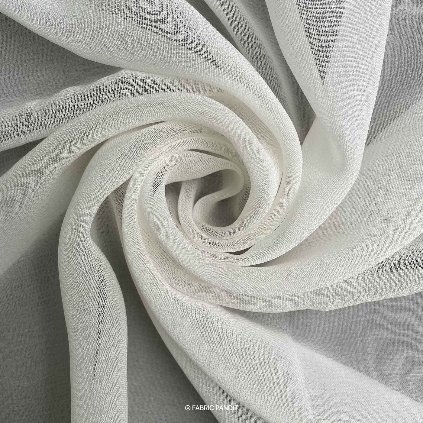 Fabric Pandit White Plain Dyeable Pure 100*100 Viscose Georgette (Width 44 inches)