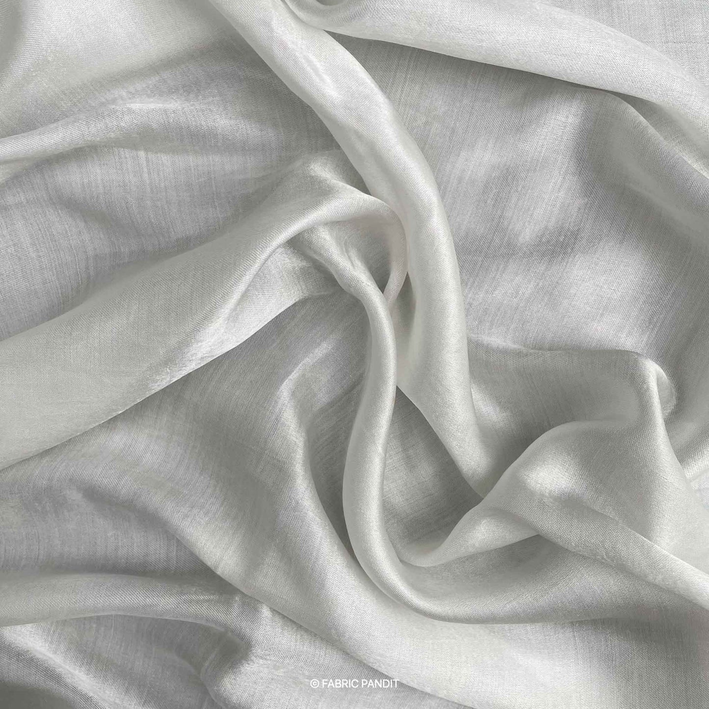 Fabric Pandit White Plain Dyeable Pure Gaji Silk Fabric (Width 44 inches)