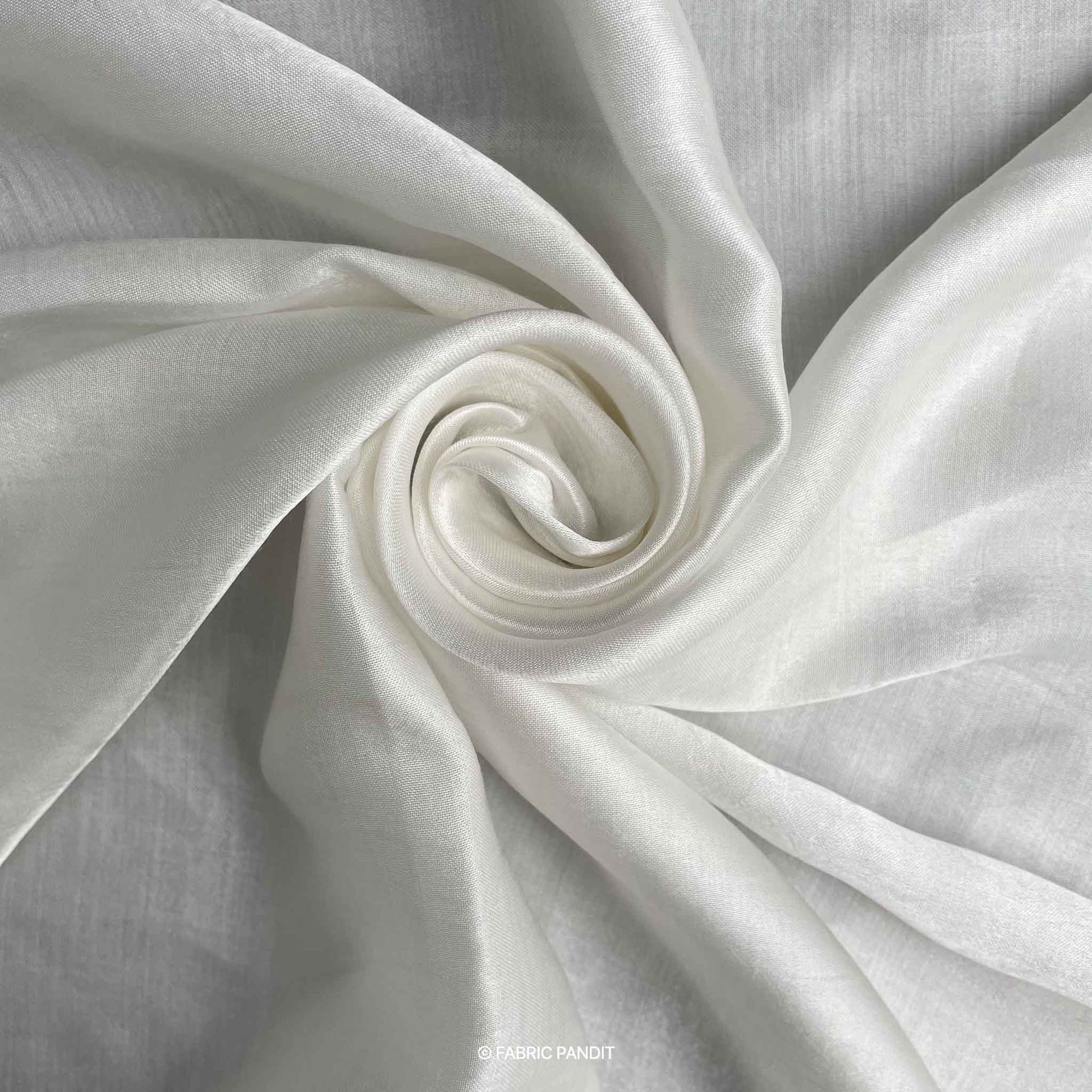 Fabric Pandit White Plain Dyeable Pure Gaji Silk Fabric (Width 44 inches)